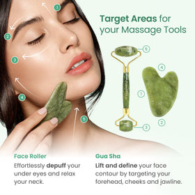 PLANTIFIQUE Jade Gua Sha and Roller Set in gift box