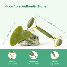 PLANTIFIQUE Jade Gua Sha tool on a marble surface