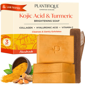PLANTIFIQUE Kojic Acid & Turmeric Soap 3 Pack front view