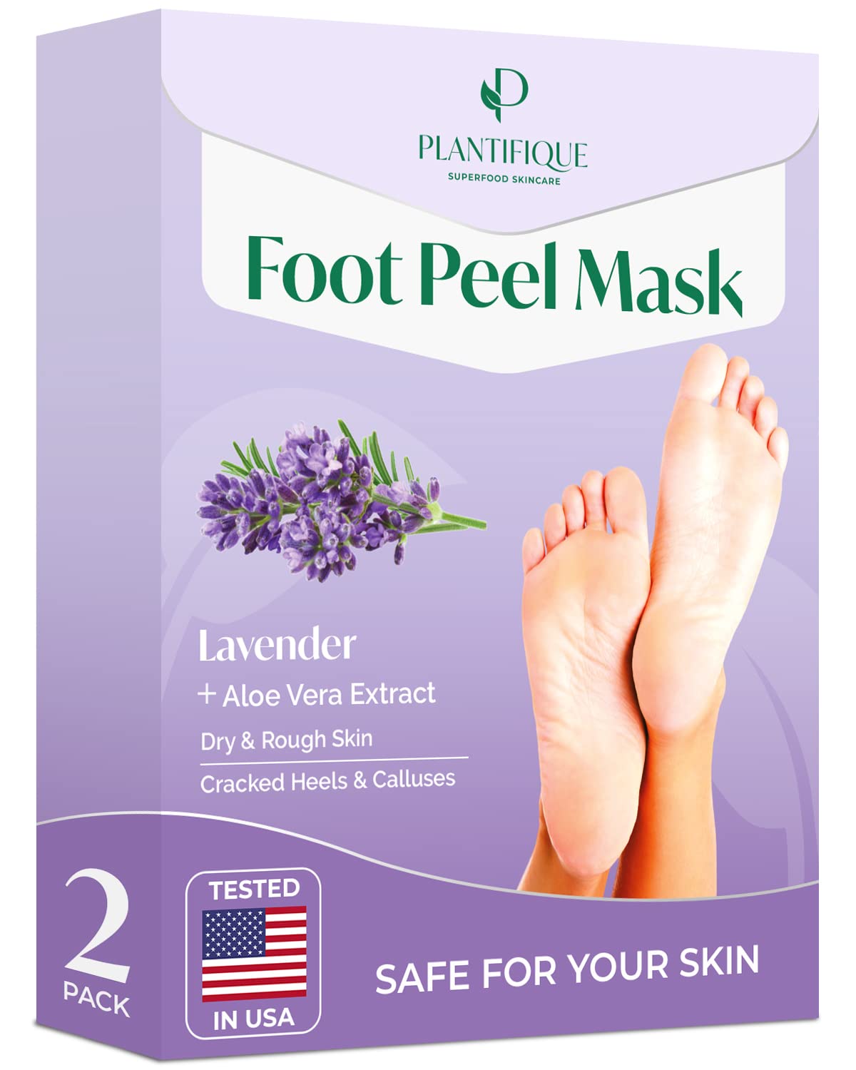 PLANTIFIQUE Lavender Foot Peeling Mask packaging front view