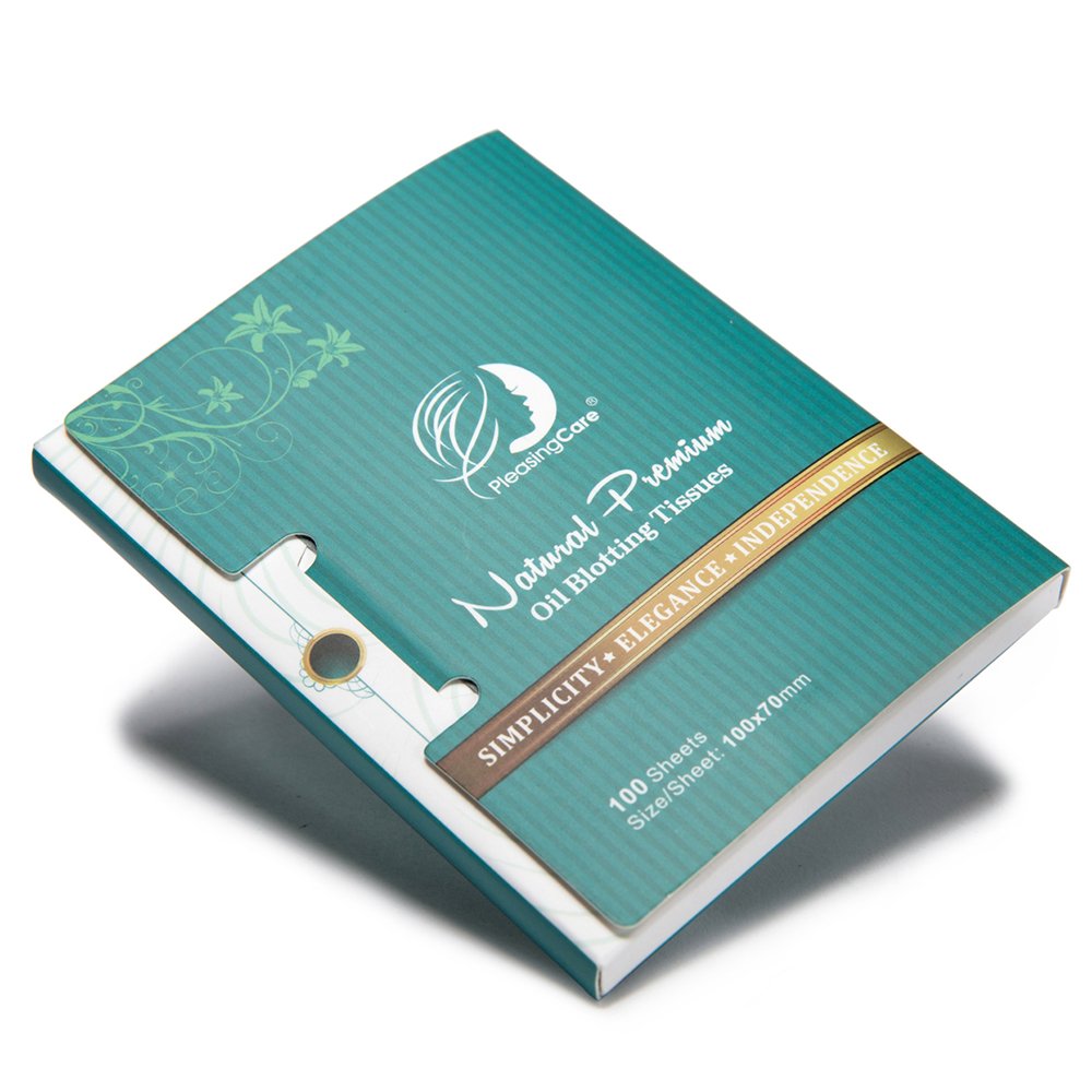PleasingCare blotting sheets in a purse for travel