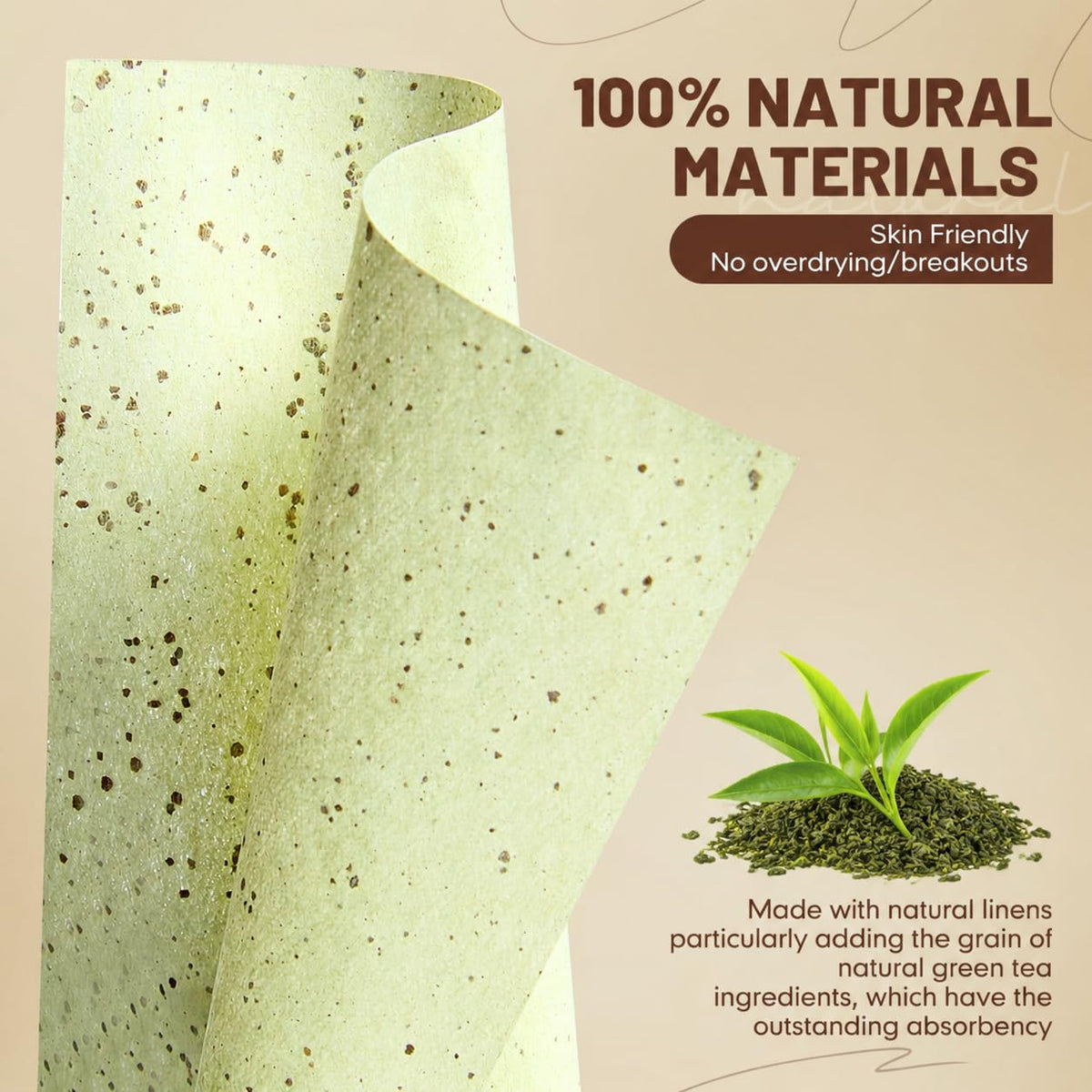 PleasingCare Oil Blotting Sheets with natural green tea fragrance