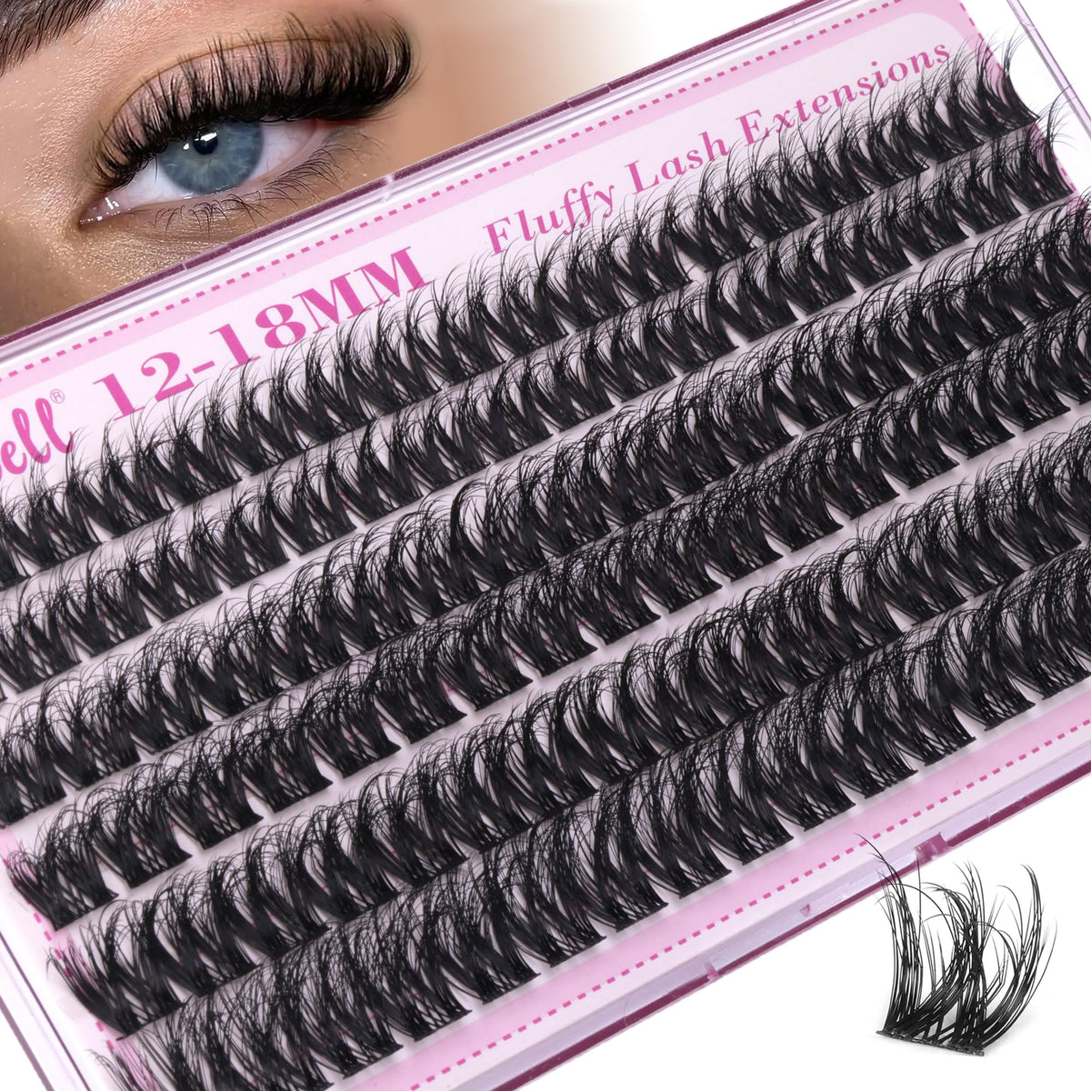Pleell Fluffy Lash Clusters front view with packaging