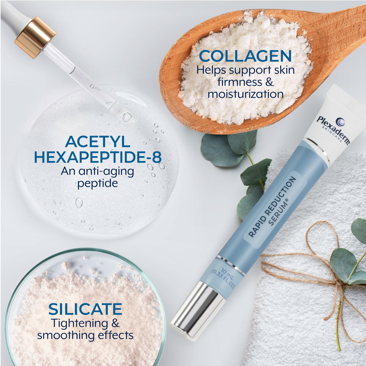 Plexaderm Rapid Reduction Serum application on skin