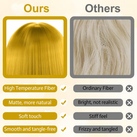 PLULON Gold Bob Wig in packaging with accessories