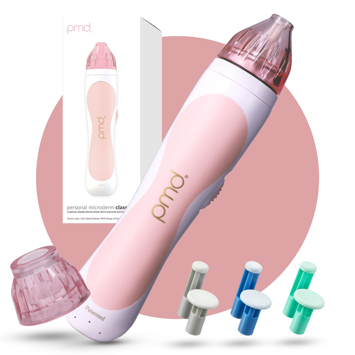 PMD Beauty Personal Microderm Classic front view with blush finish