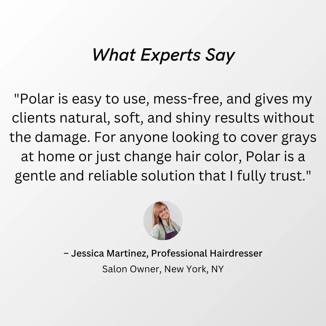 POLAR HAIR CARE Jet Black Hair Dye Shampoo in bathroom setting
