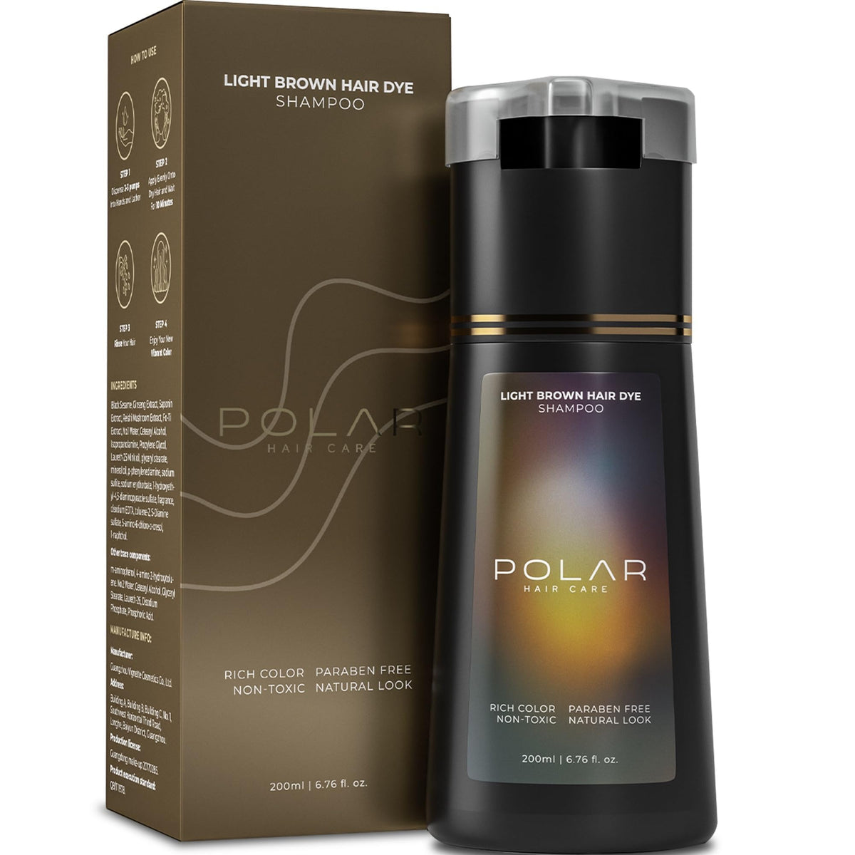 POLAR HAIR CARE Light Brown Hair Dye Shampoo front view