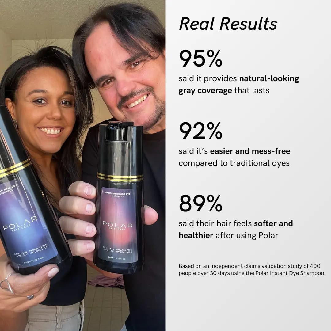 POLAR HAIR CARE Light Brown Hair Dye Shampoo texture on hand