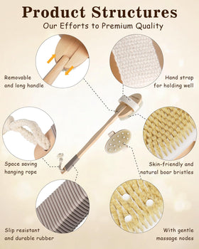 POPCHOSE Dry Brushing Body Brush compact design for travel