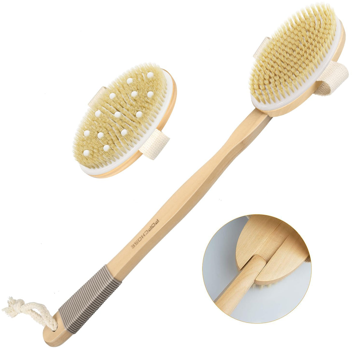 POPCHOSE Dry Brushing Body Brush dual heads front view