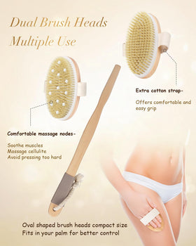 POPCHOSE Dry Brushing Body Brush showing non-slip handle