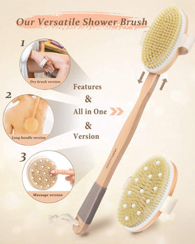 POPCHOSE Dry Brushing Body Brush with cylindrical gel massage head