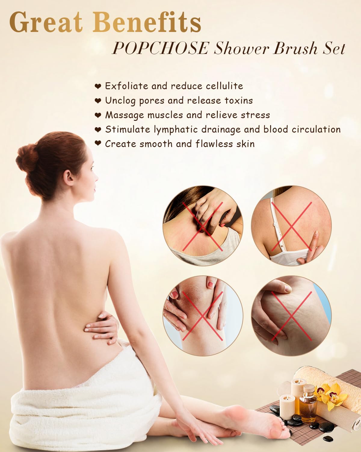 POPCHOSE Dry Brushing Body Brush with natural materials