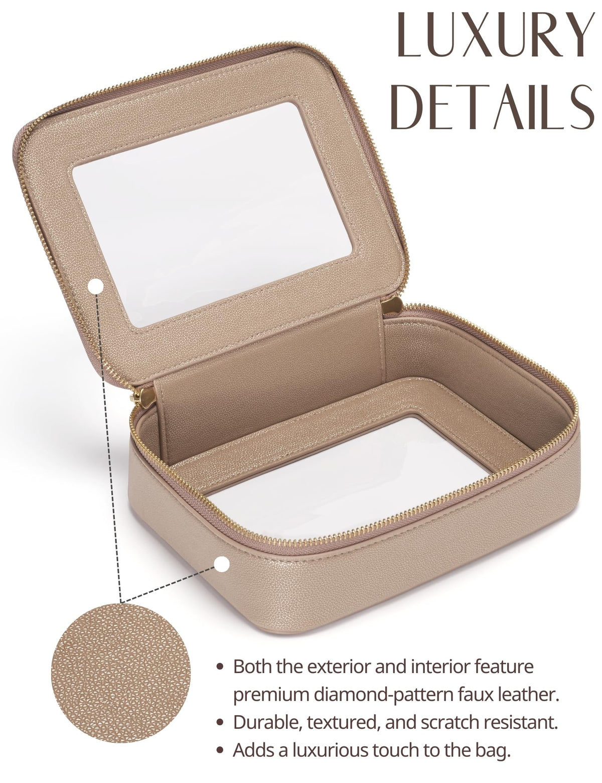 Popvibe Clear Makeup Bag filled with cosmetics