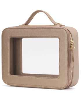 Popvibe Clear Makeup Bag front view in gold