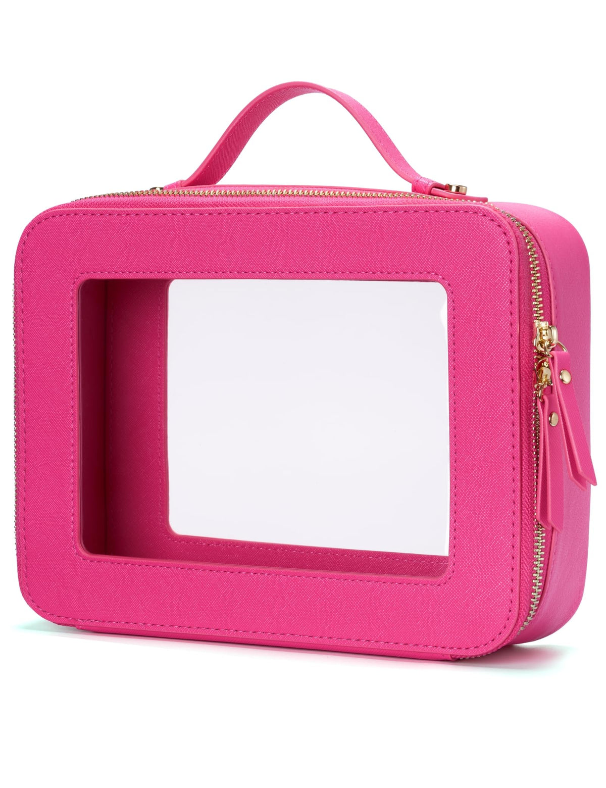 Popvibe Clear Makeup Bag front view in hot pink