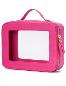 Popvibe Clear Makeup Bag front view in hot pink