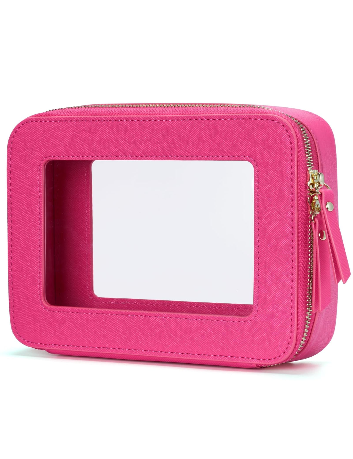 Popvibe Clear Makeup Bag front view in hotpink