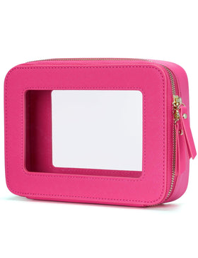Popvibe Clear Makeup Bag front view in hotpink