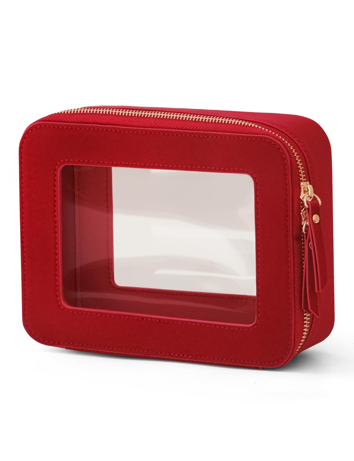 Popvibe Clear Makeup Bag front view in red