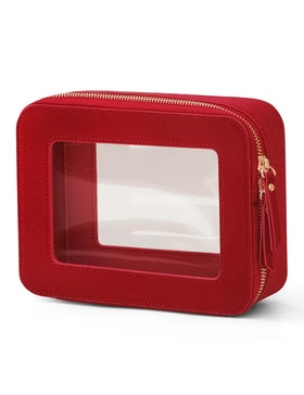 Popvibe Clear Makeup Bag front view in red