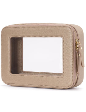 Popvibe Clear Makeup Bag front view showing transparent design