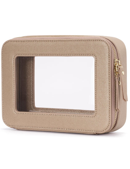 Popvibe Clear Makeup Bag front view showing transparent design