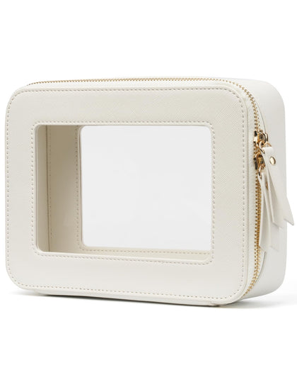 Popvibe Clear Makeup Bag front view showing transparent design