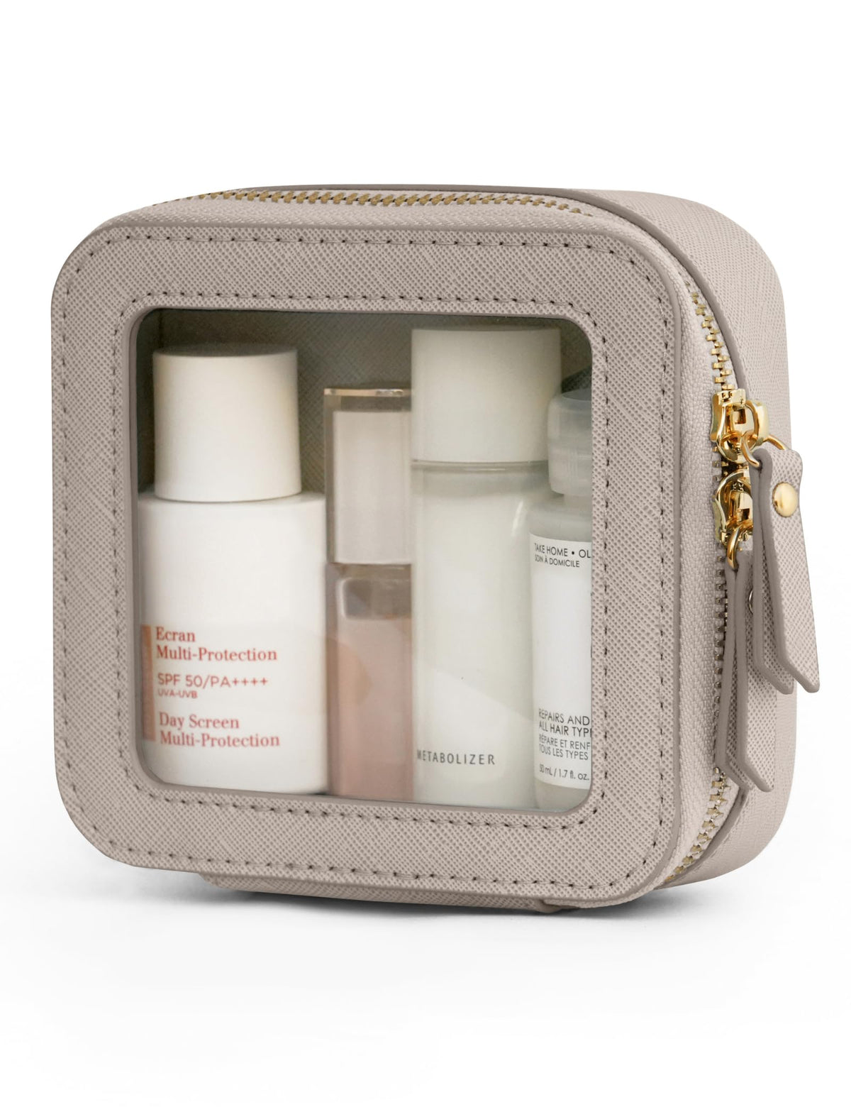 Popvibe Clear Makeup Bag front view with zipper