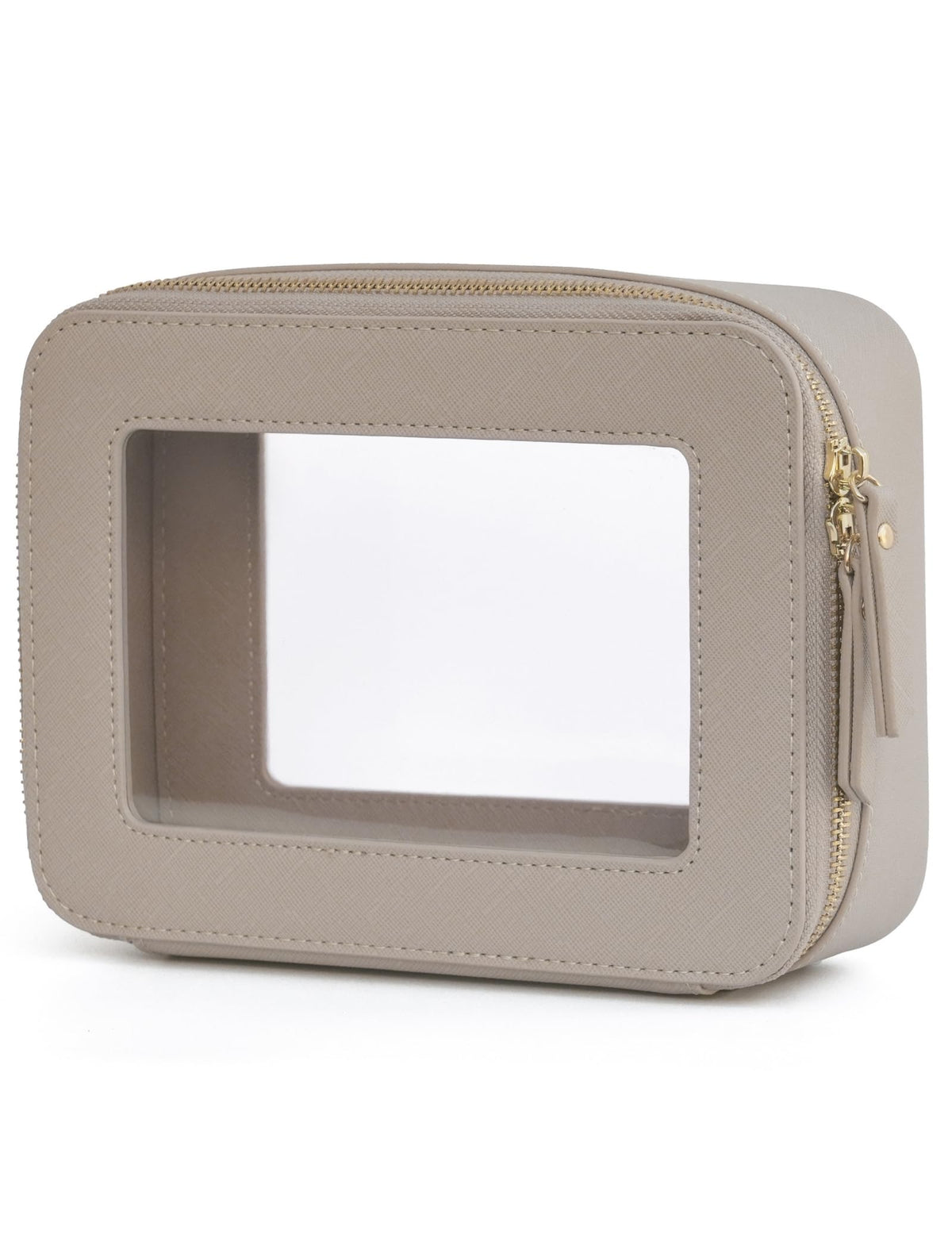 Popvibe Clear Makeup Bag front view with zipper closure