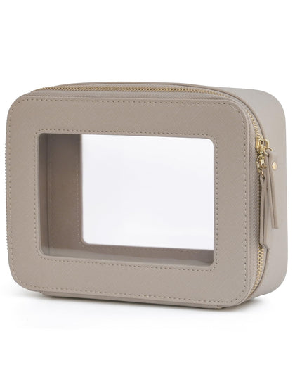 Popvibe Clear Makeup Bag front view with zipper closure