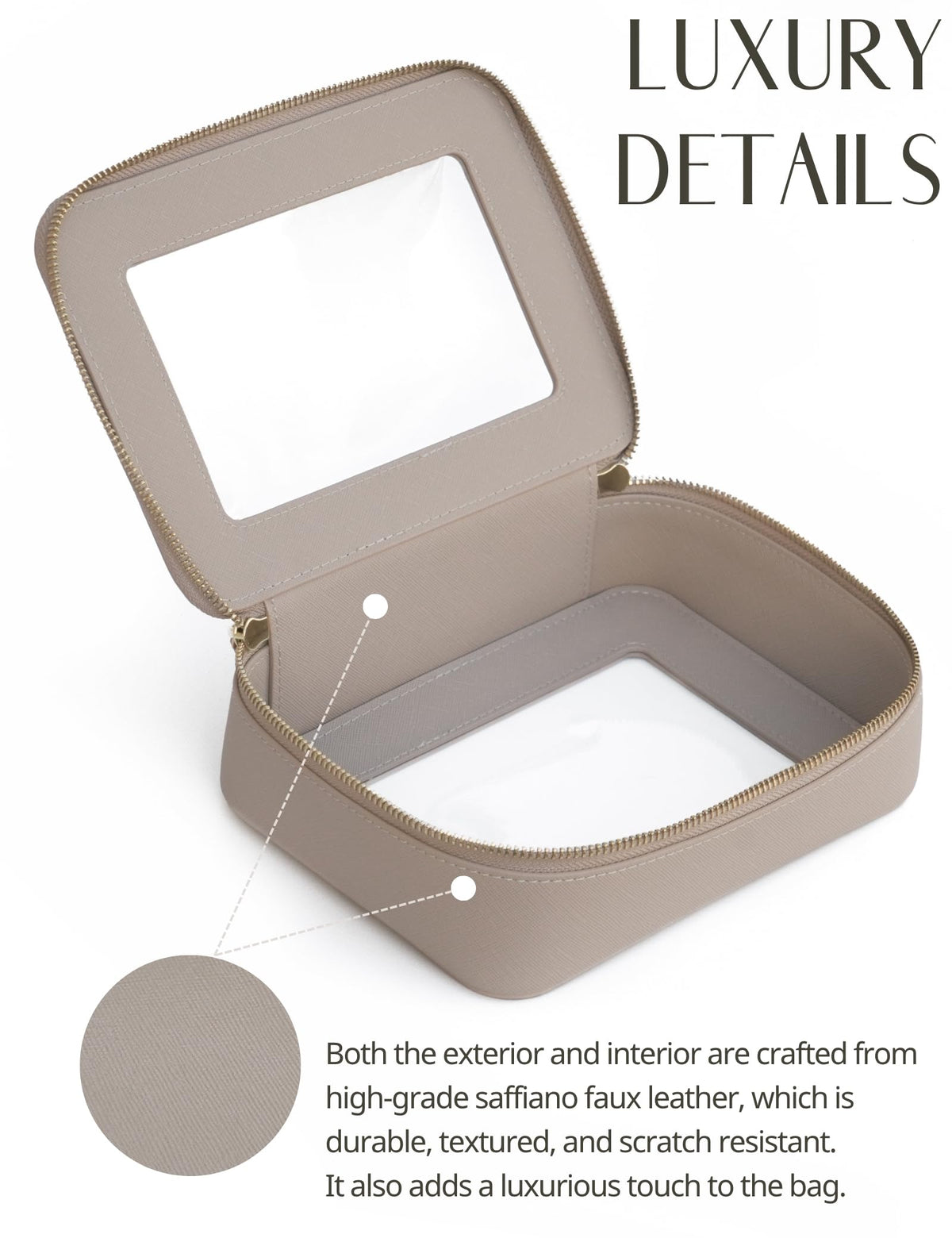 Popvibe Clear Makeup Bag in a travel setting