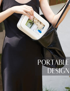Popvibe Clear Makeup Bag in a travel suitcase