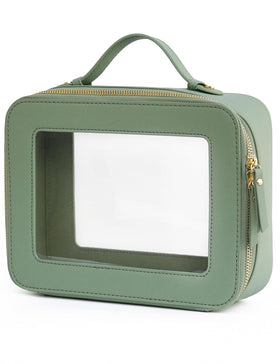 Popvibe Clear Makeup Bag in sage green, front view