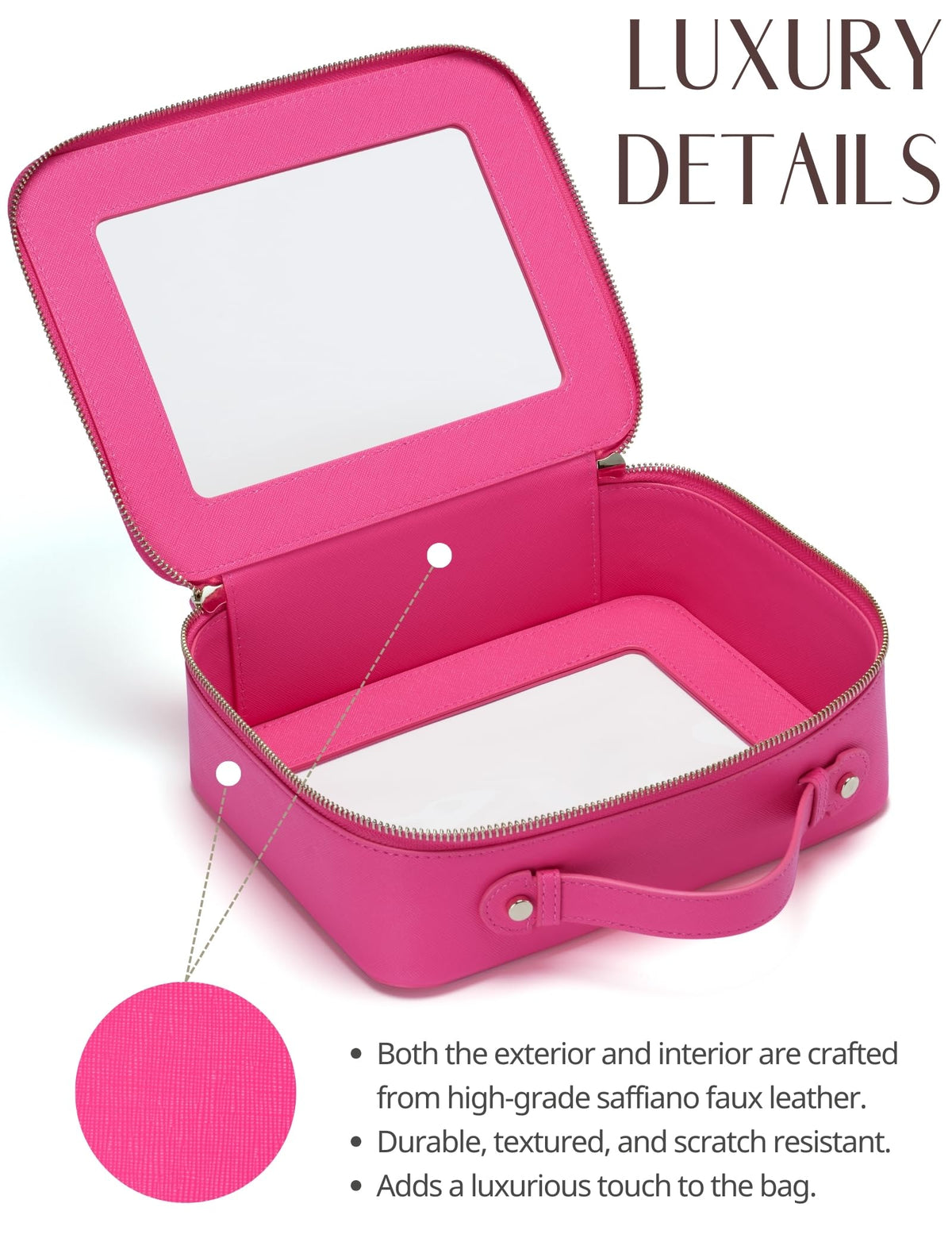 Popvibe Clear Makeup Bag large size measuring 24.5cm x 19cm