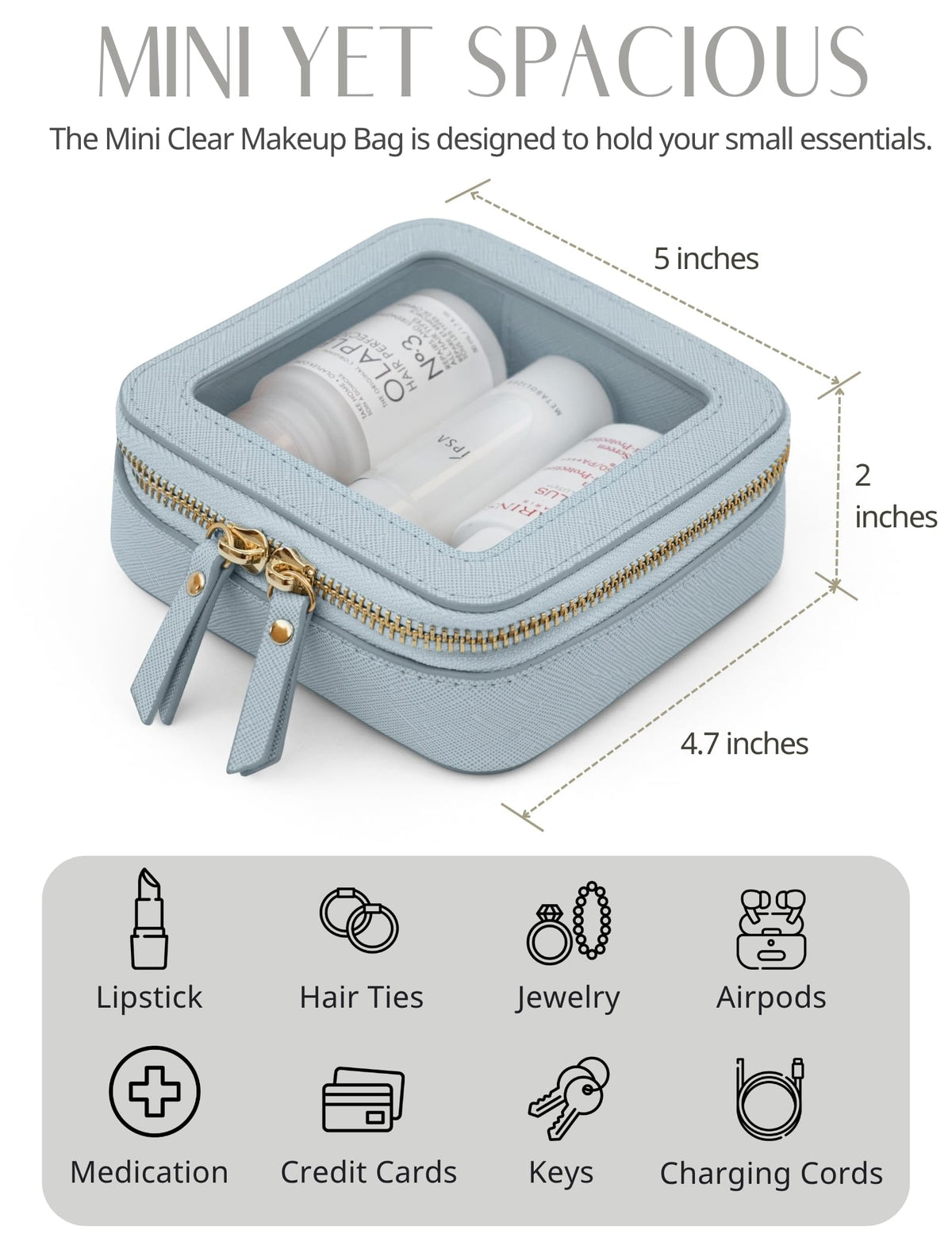 Popvibe Clear Makeup Bag lifestyle scene on a desk