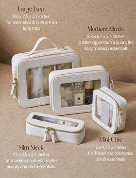 Popvibe Clear Makeup Bag lifestyle shot on a vanity