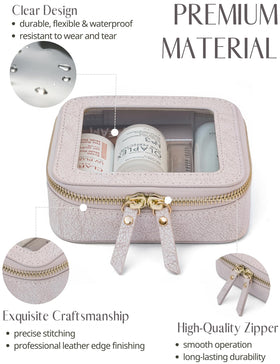 Popvibe Clear Makeup Bag light pink interior view