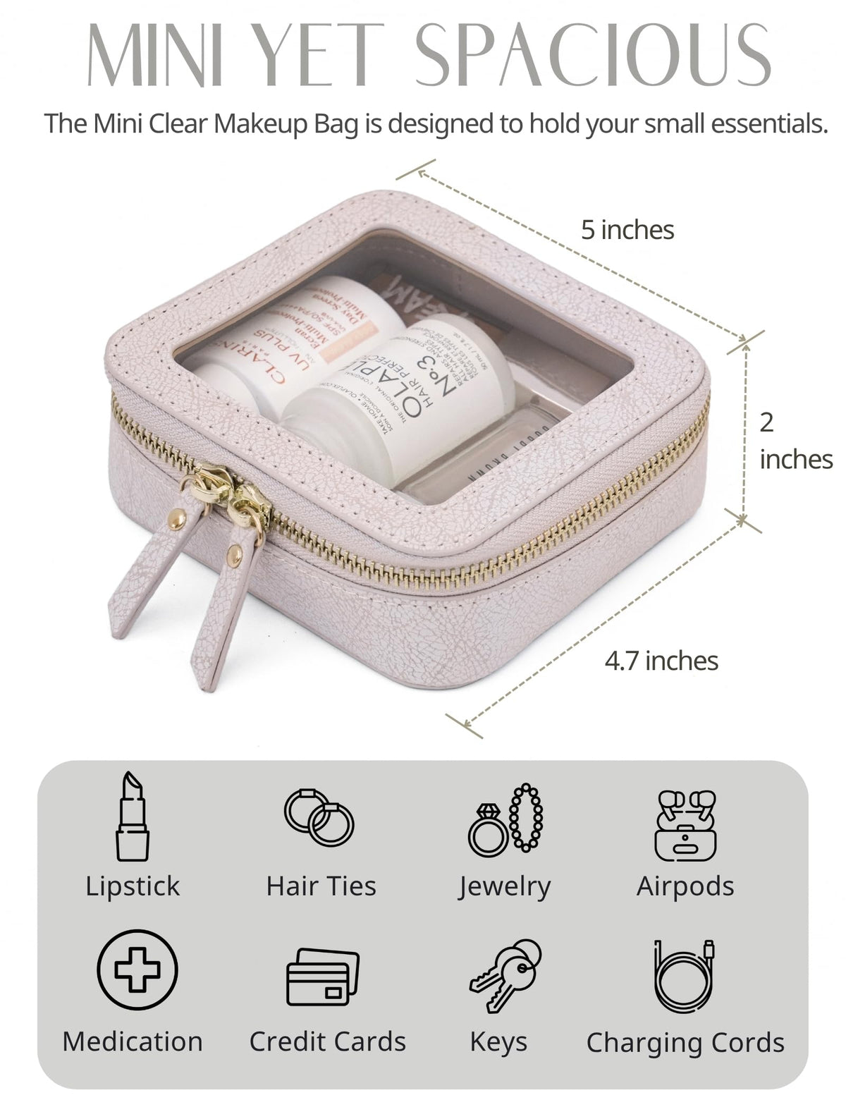 Popvibe Clear Makeup Bag light pink side view