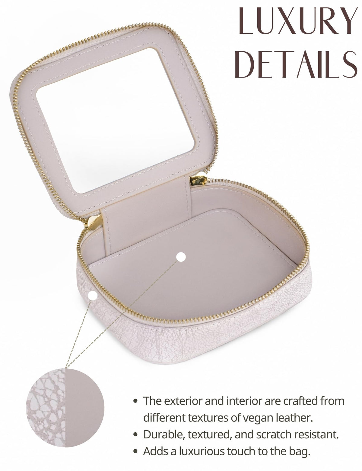 Popvibe Clear Makeup Bag light pink with essentials inside