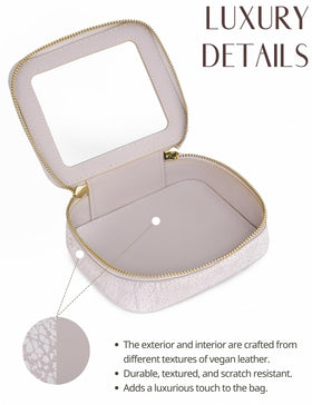 Popvibe Clear Makeup Bag light pink with essentials inside