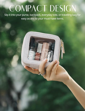Popvibe Clear Makeup Bag light pink zipper detail