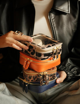 Popvibe Clear Makeup Bag open displaying contents