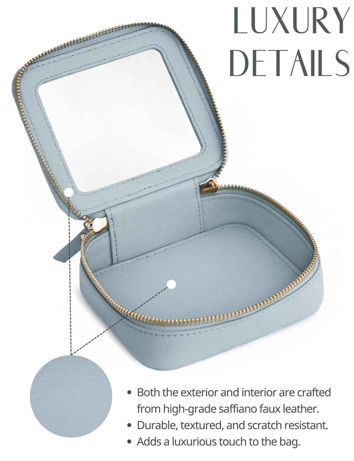 Popvibe Clear Makeup Bag open with essentials inside