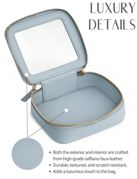 Popvibe Clear Makeup Bag open with essentials inside