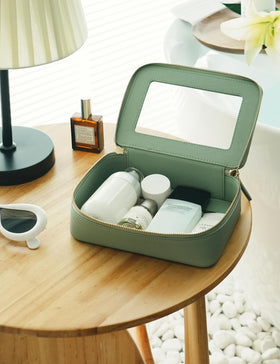 Popvibe Clear Makeup Bag sage green compact size in a handbag