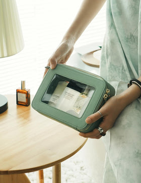 Popvibe Clear Makeup Bag sage green TSA-approved design