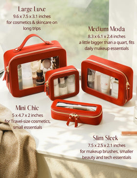 Popvibe Clear Makeup Bag set displayed on a table