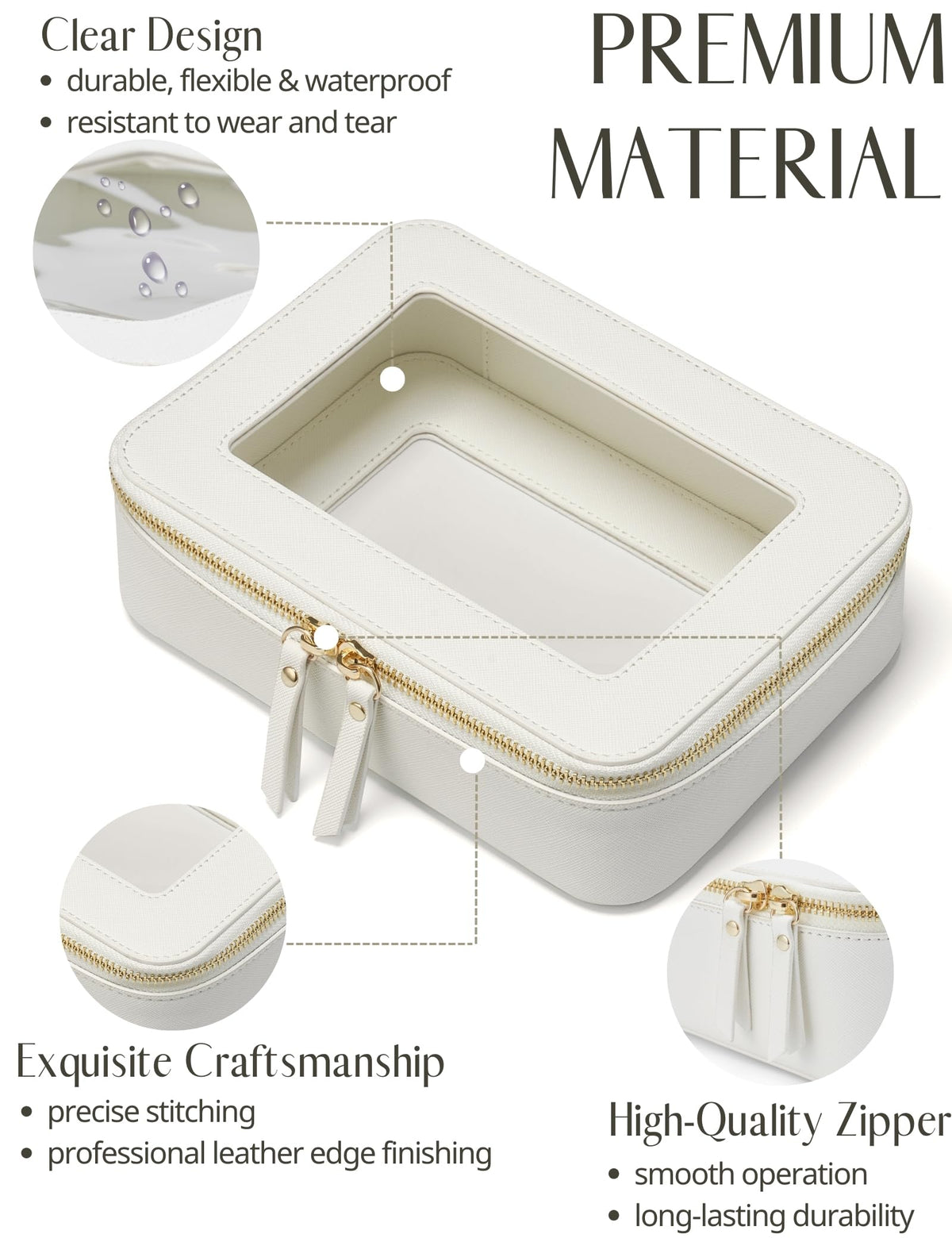 Popvibe Clear Makeup Bag set displayed with makeup items inside